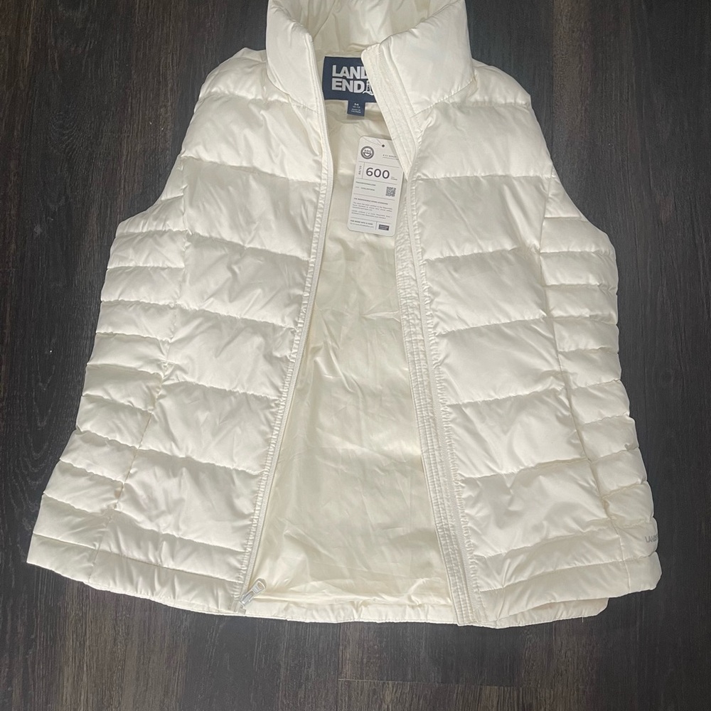 Lands' End Cream Quilted Vest
